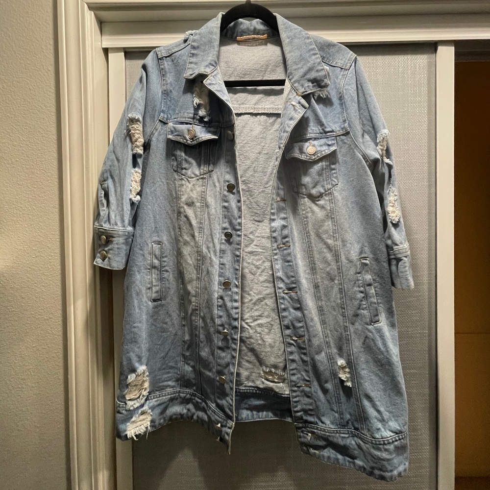 Long denim jacket med duster longline